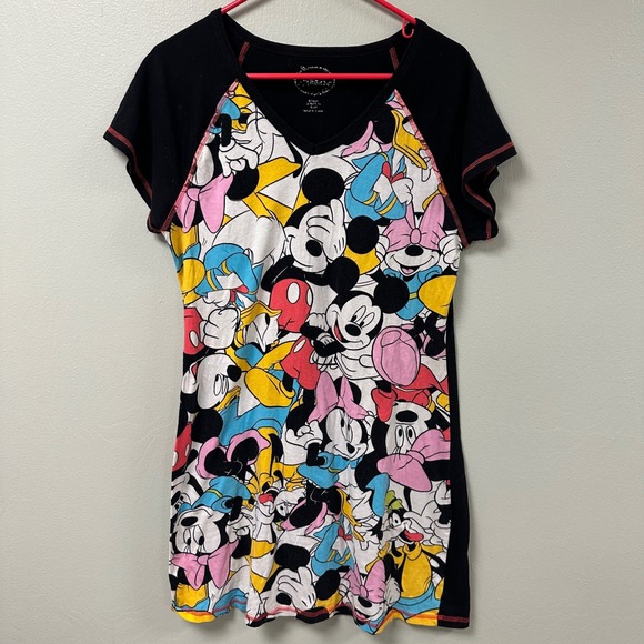 Disney Parks Tops - Disney Parks Mickey Minnie Donald Duck All Over Print V-Neck Sleep Shirt